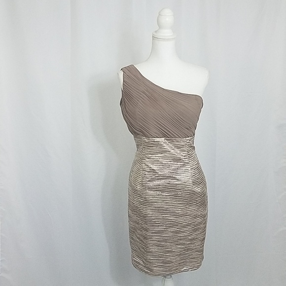 Eliza J Gold One Shoulder Dress Size 12 - Picture 1 of 8